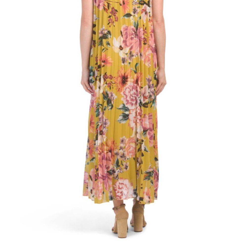 COOLPLES Pleated Yellow Floral Multi Maxi Dress - Picture 7 of 16